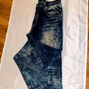 Men’s Faded Dark Blue Jeans (size 36)